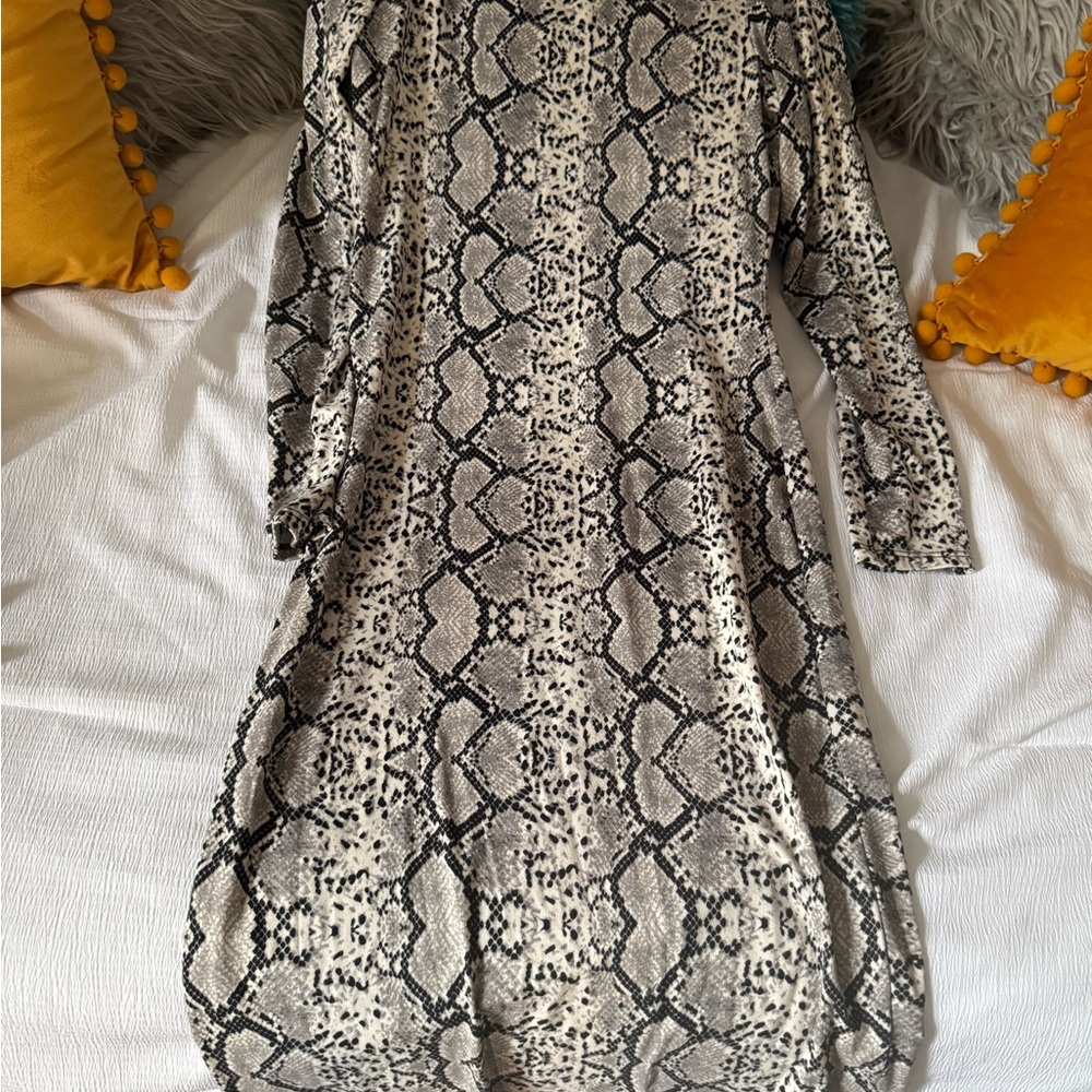 Snakeskin Print Long Sleeve Dress